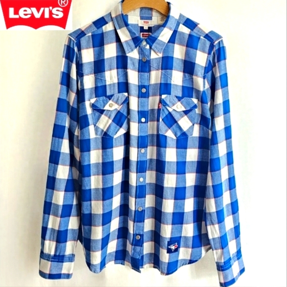 Levi's Tops - Levi's x MLB Toronto Blue Jays Buffalo Western PlaidSnap-Button Shirt